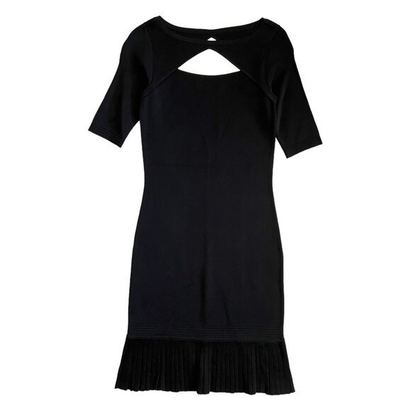 Ralph Lauren Black Label Knit‎ Cutout Pleated Knee Length Sheath Dress Black S - Picture 3 of 16